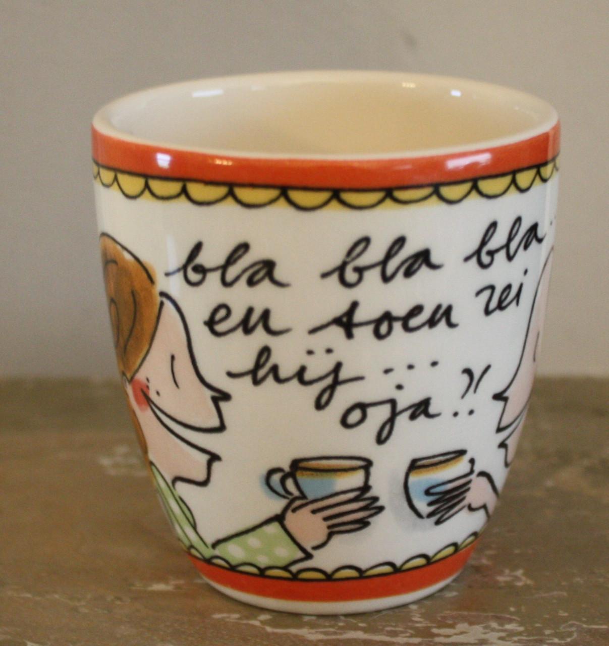 Nieuwe mok blond even bij kletsen