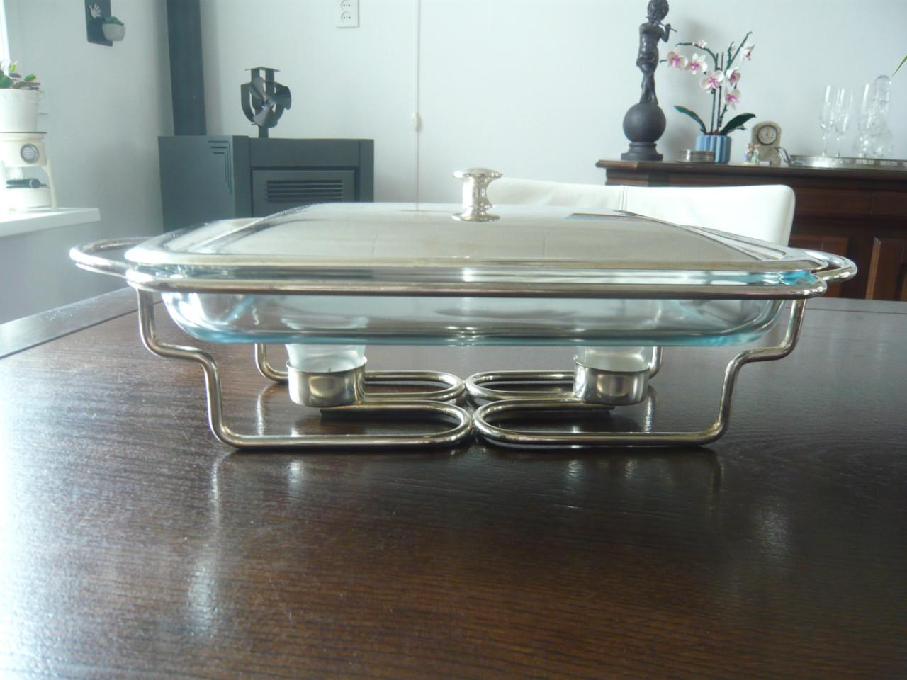 Warmhoud schaal / Rechaud zilver.