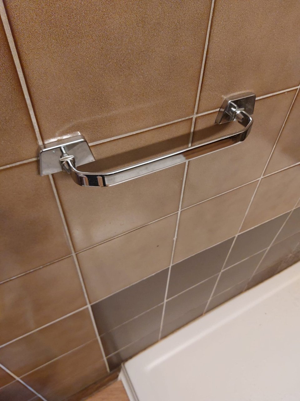 Douche accessoires: hoekplateau, handdoekrek, wandbeugel
