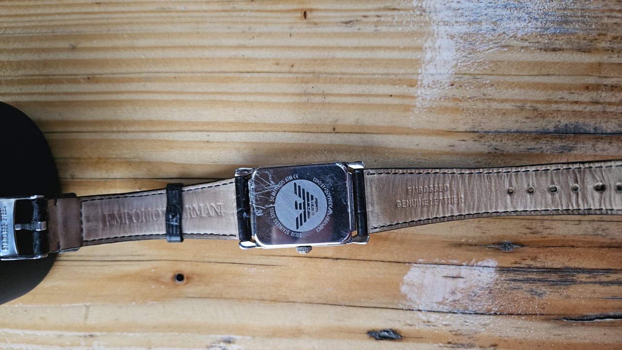 Emporio Armani Herenhorloge Rechthoek - Leer