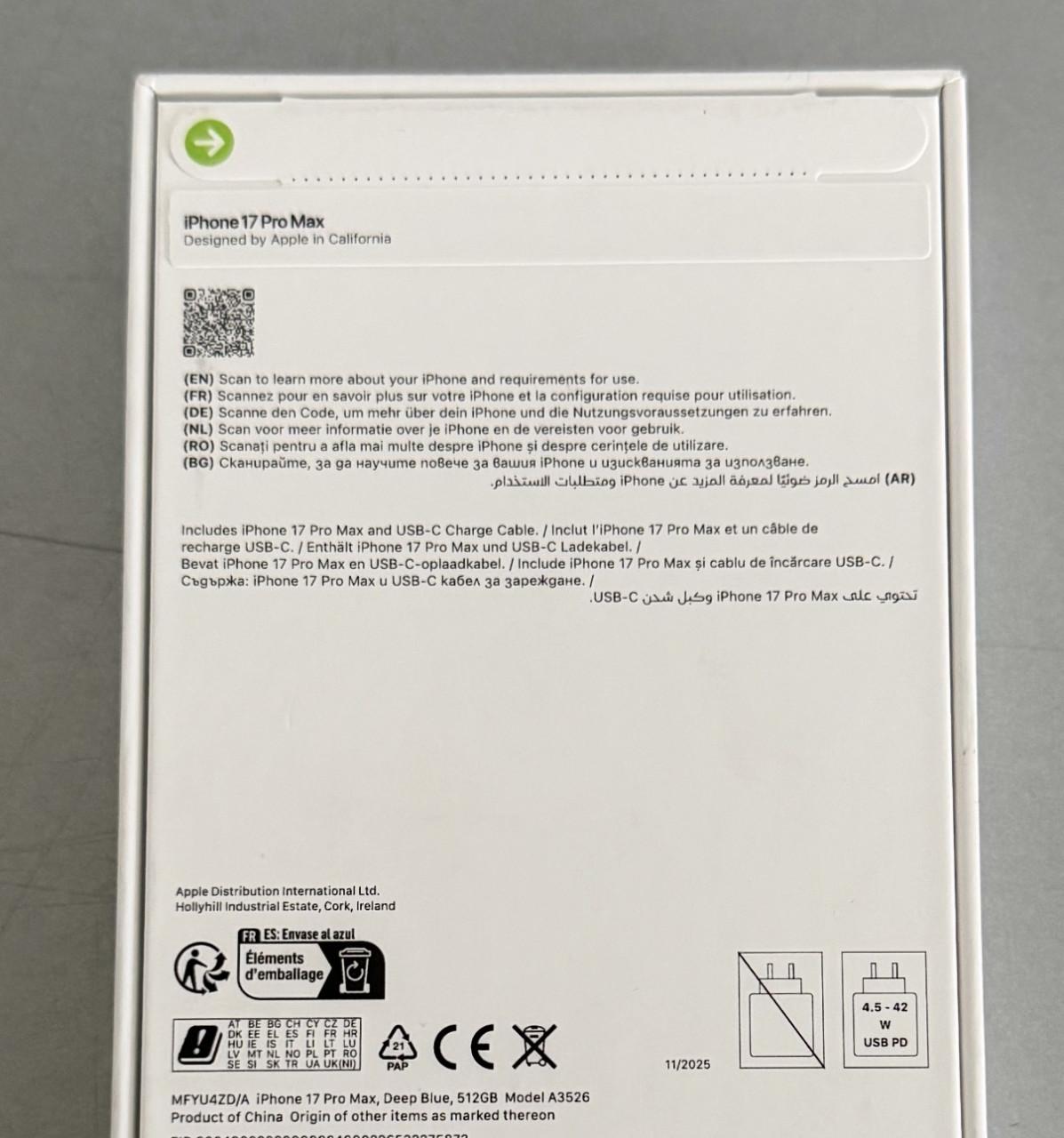 IPhone 17 Pro Max - 512 GB - Deep Blue - HELEMAAL NIEUW –