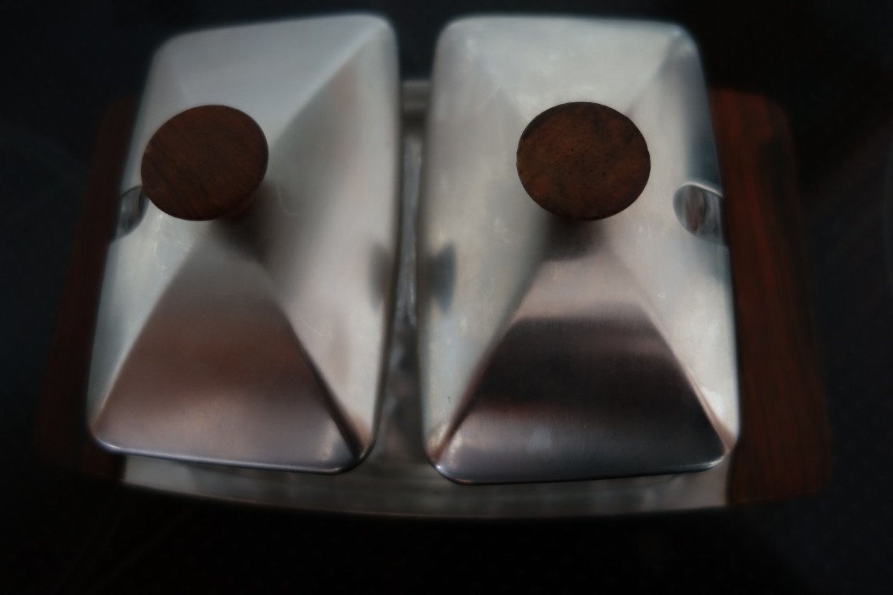 Vintage rvs/bleikristal jam garnituur set
