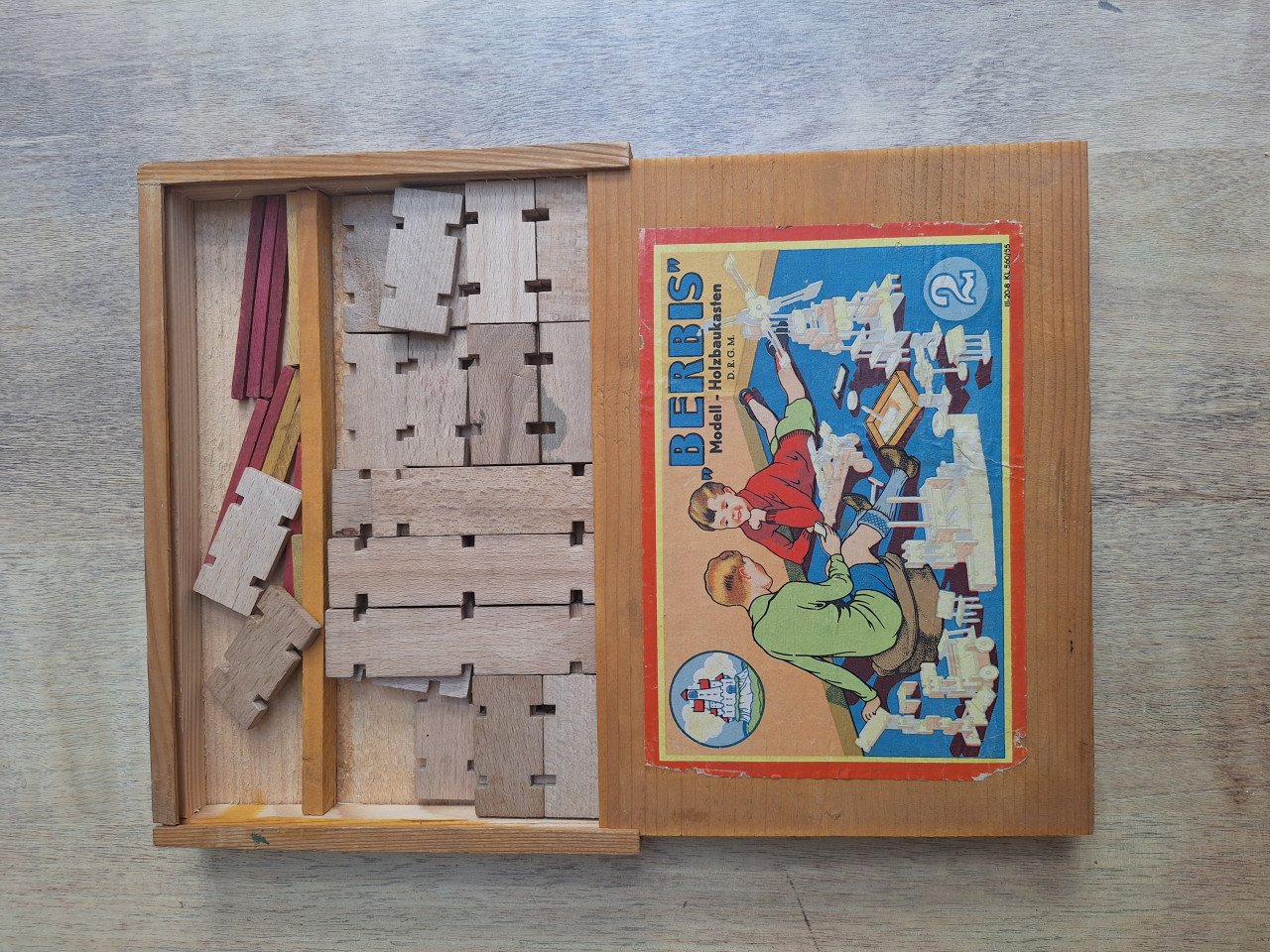 Vintage houten speelgoed blokjes