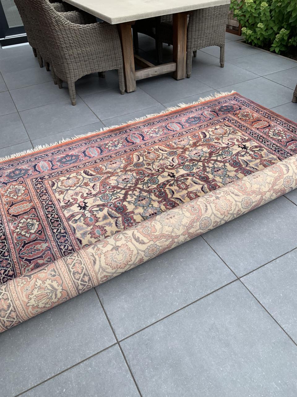 💐Prachtig Sfeervol Oud Roze Vintage Vloerkleed Zuiver Scheerwol💐
