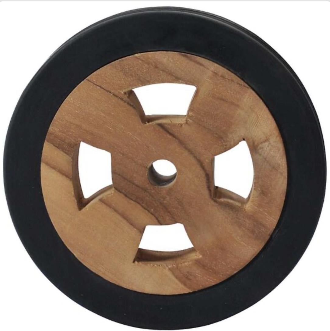4 x nieuwe TEAK-wieltjes / 18 cm / Breedte 3 cm / Rubber