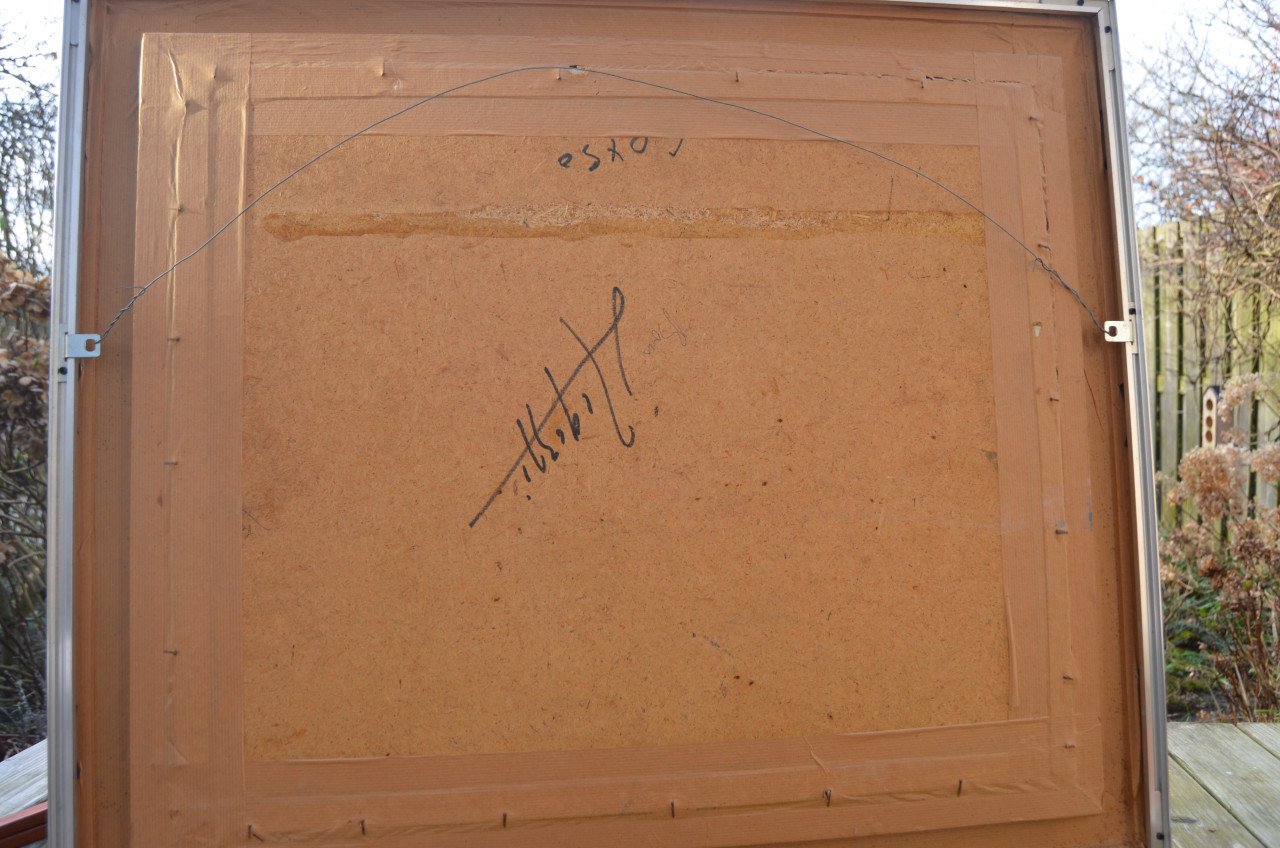 Schilderij van een bos, getiteld 'Bois' gesigneerd??