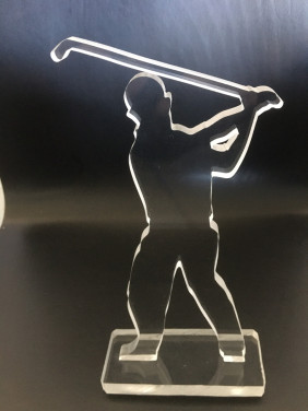 Golfspeler van plexiglas (NIEUW!) 20 cm hoog Heer
