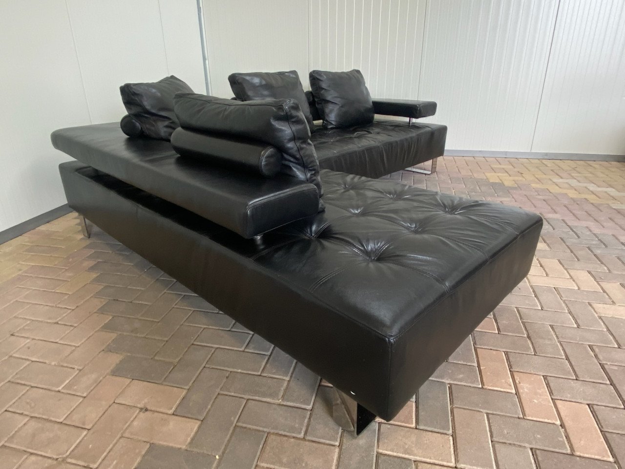 GRATIS LEVERING HEEL NL Zwarte Montel Echt Leren Hoekbank