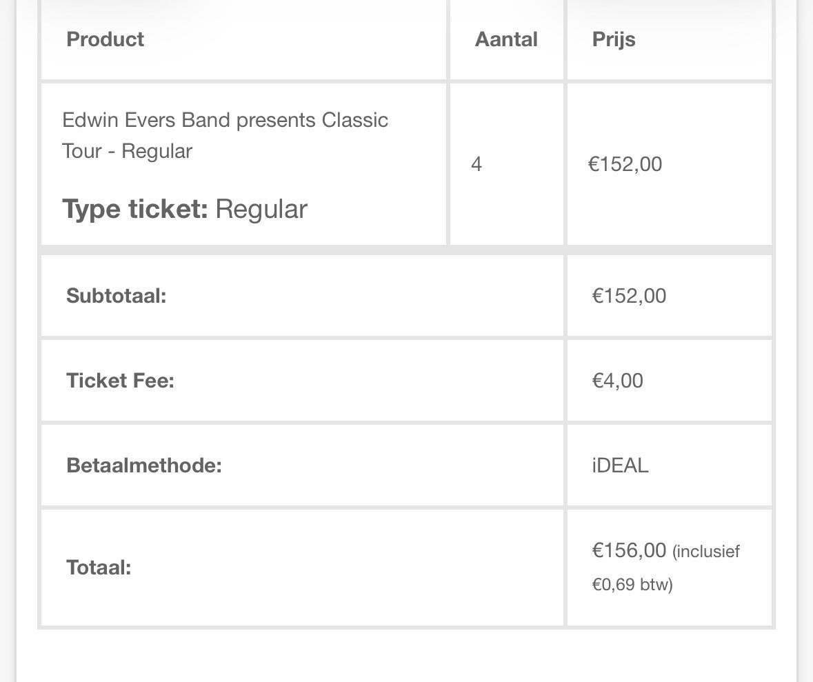 4 kaarten Edwin Evers band Vlissingen, za 7-2