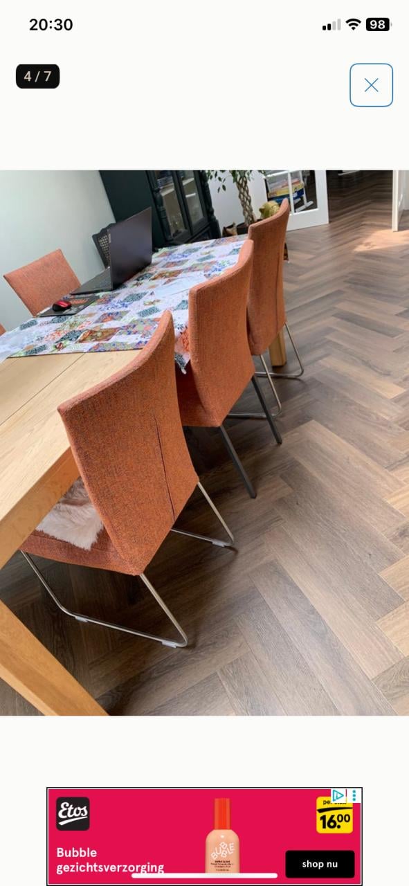 6 stoffen eetkamer stoelen oranje