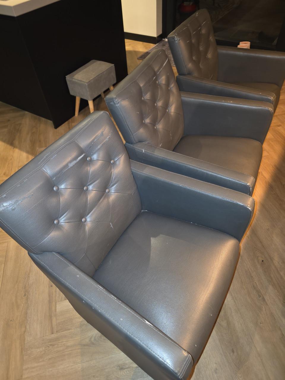 Eetkamerstoelen 3 stuks kunstleer grijs