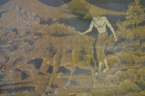 Grote Indonesische batik 'Boer met Buffel'