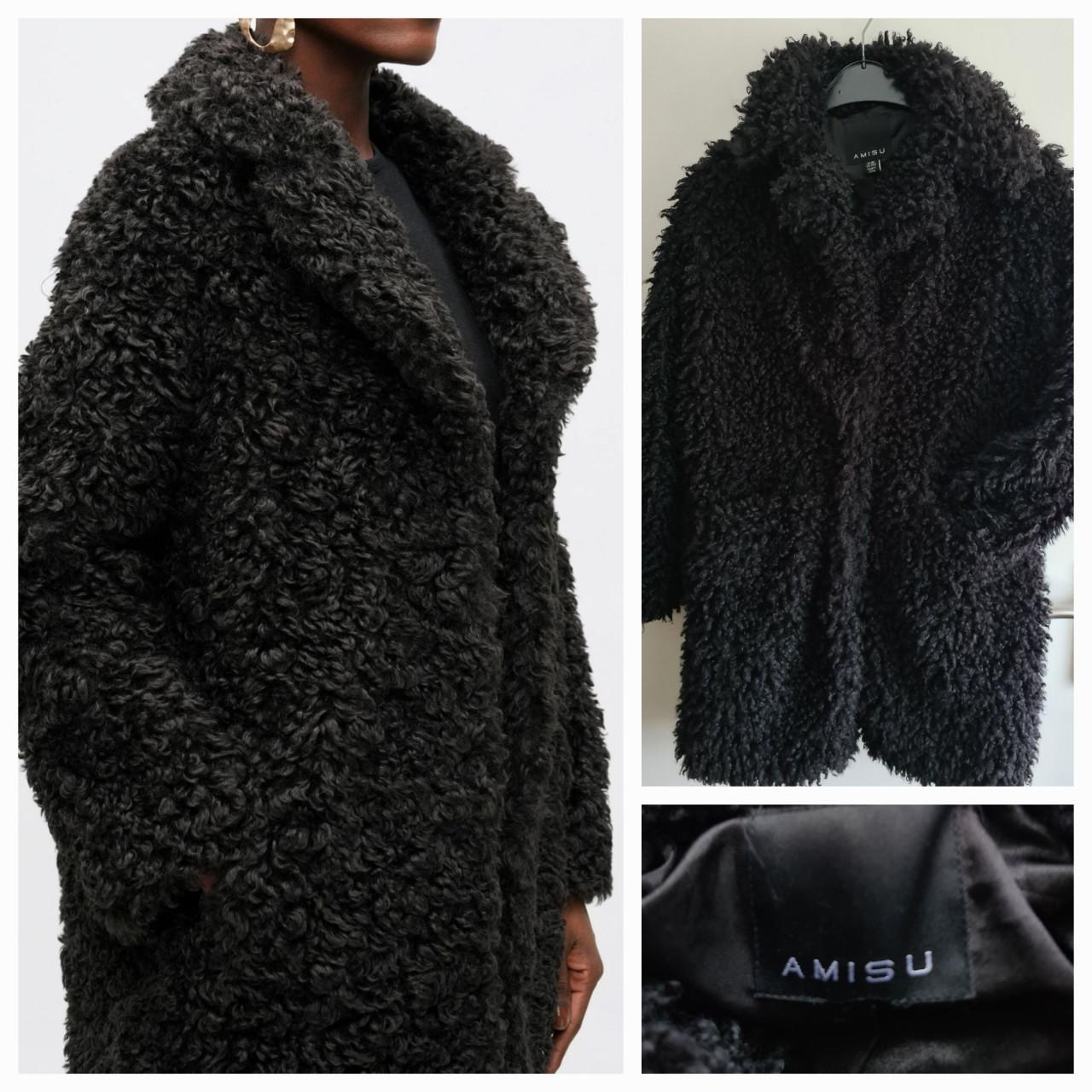 Amisu zwarte fake fur bontjas  Maat M