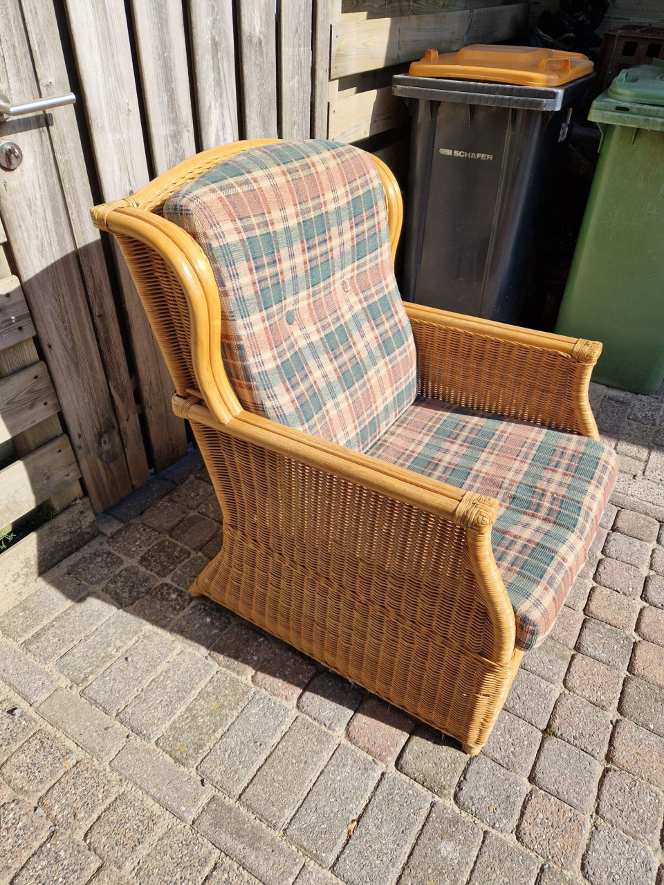 Retro rieten fauteuil
