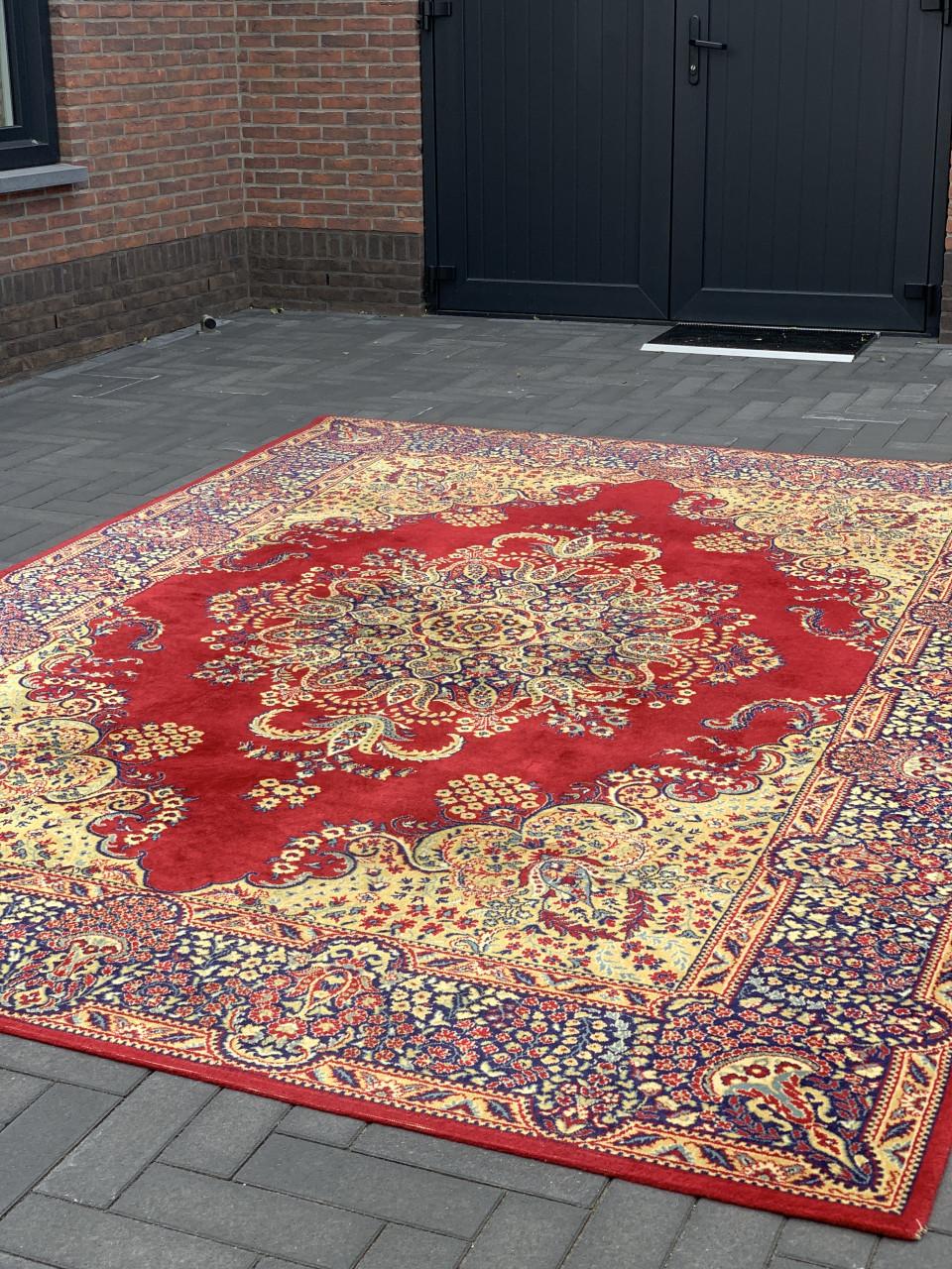 🥰Mooi Groot Rood-Okergeel Vintage Vloerkleed Zuiver Wol🥰