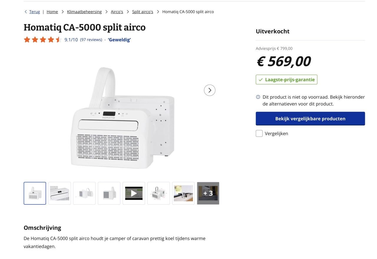 Mobiele airco voor camper of caravan