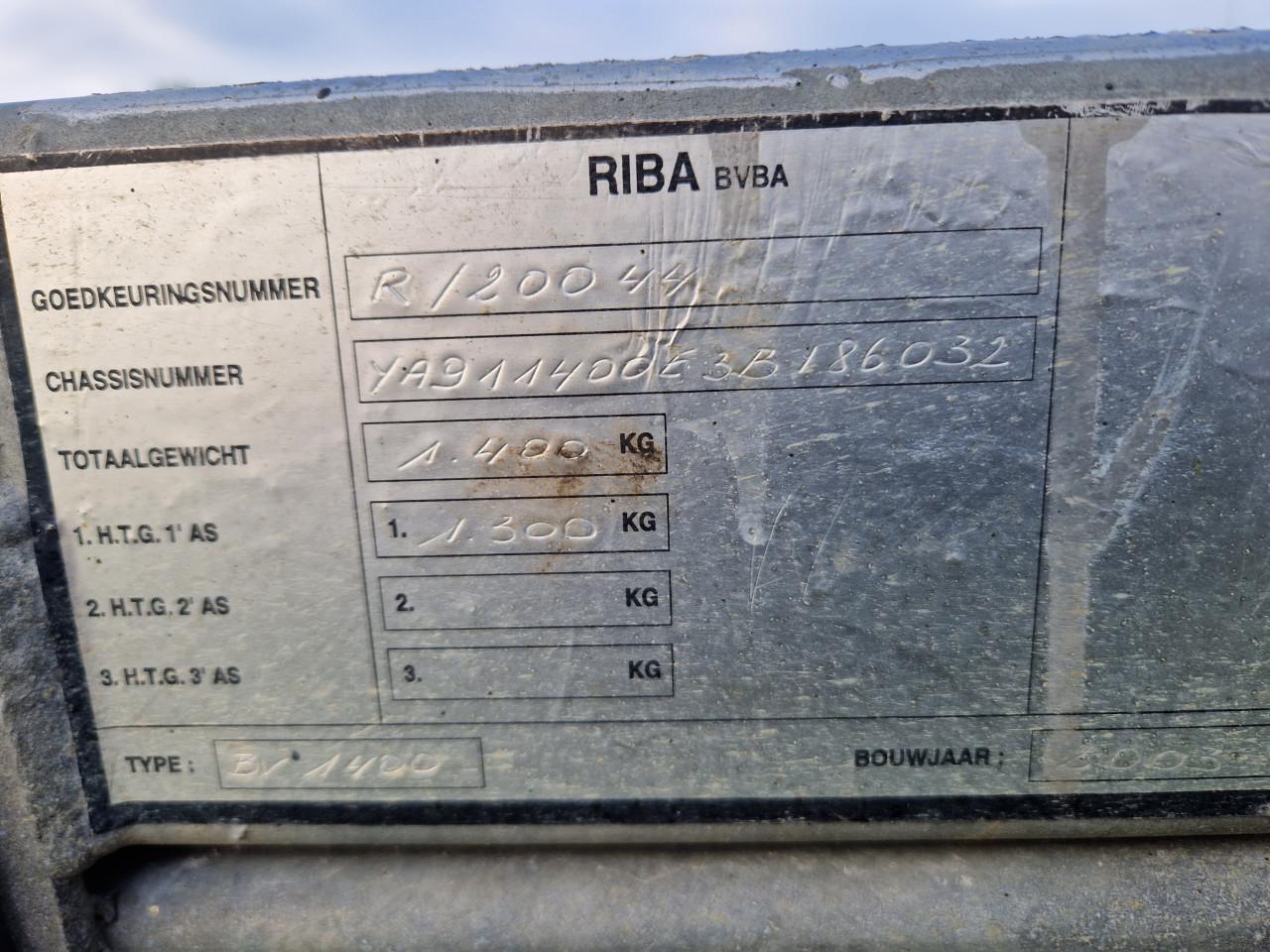 RIBA BV 1400 kg geremde trailer met NL kenteken € 1650,-
