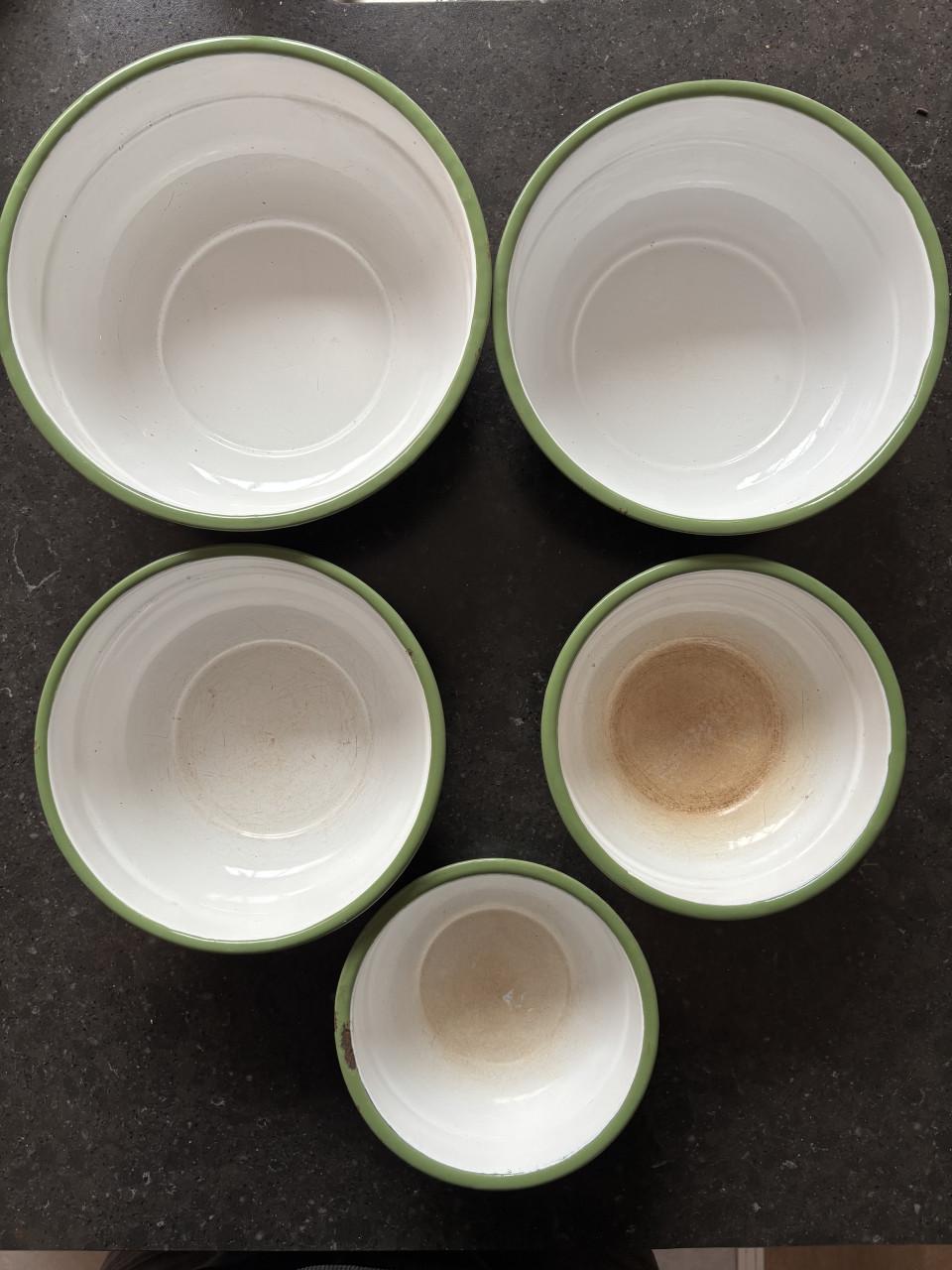 Vintage Emaille Schalen Set - 5 Delig