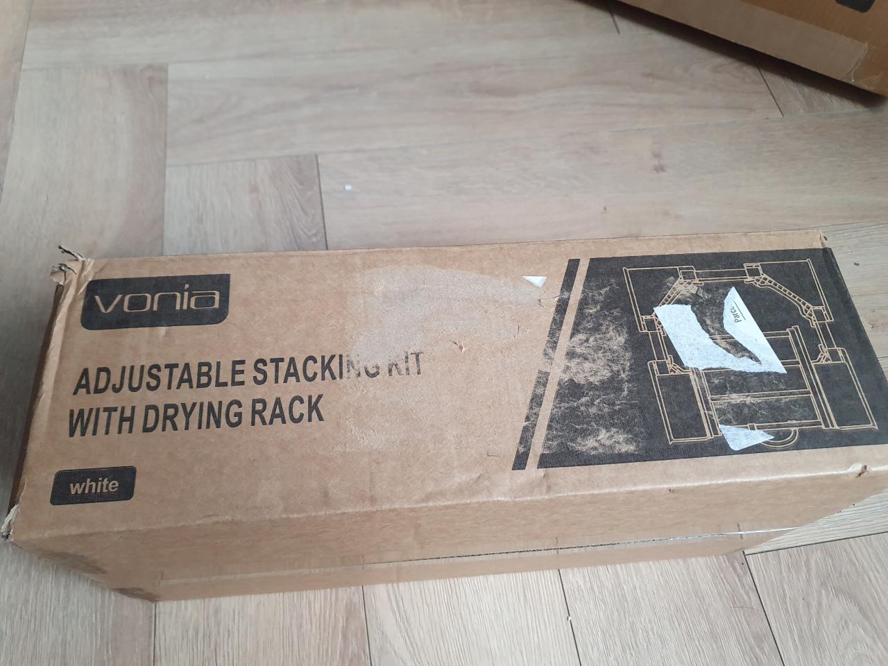 Vonia verstelbaar tussenstuk wasmachine + handdoekrek| zwart