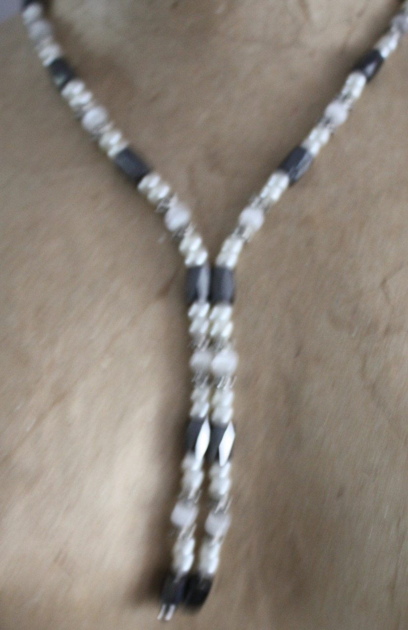 Magneet etting-armband grijs wit zilver