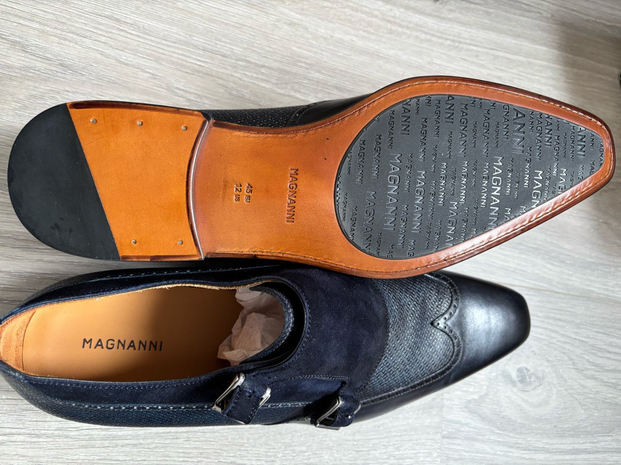 Magnanni Navy Blauw Dubbele Gesp - Maat 45 Nieuw in doos