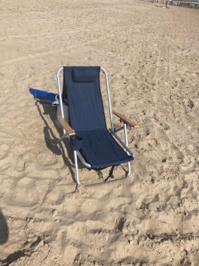 Verstelbare strandstoel 'rugzak'