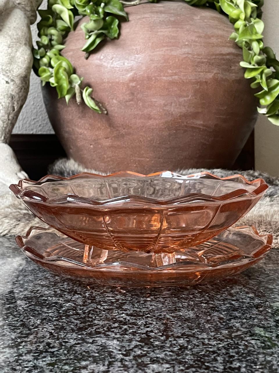 Persglazen fruitschaal met bord (set)