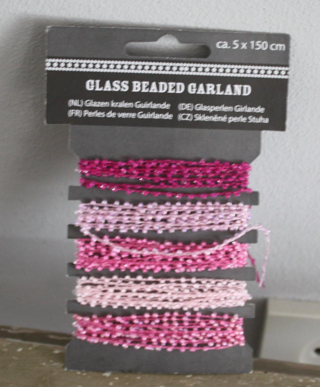 Roze glazen kralen geirlande