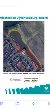 Nieuwe regels vijver Souburg Noord bij rood mag je niet vissen groen wel.