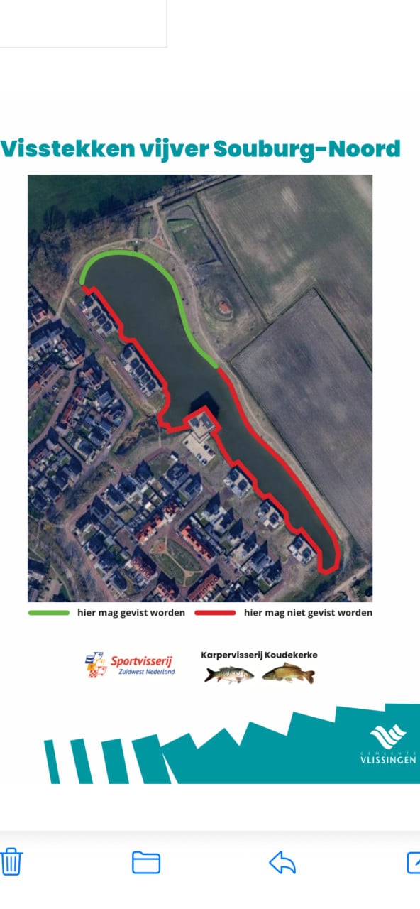 Nieuwe regels vijver Souburg Noord bij rood mag je niet vissen groen wel.