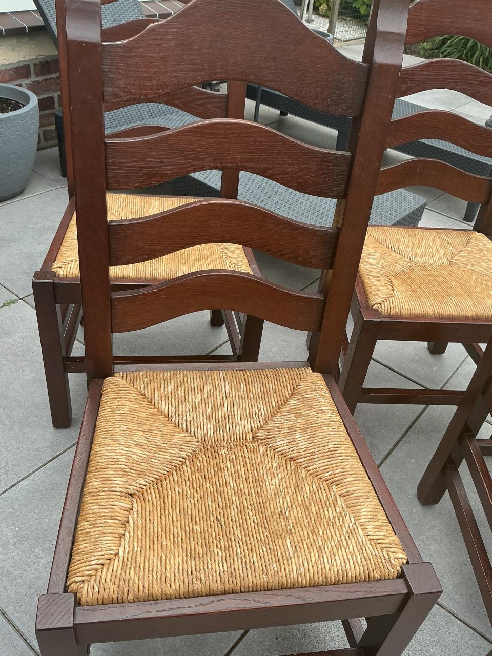 4 massief eikenhouten eetkamer stoelen