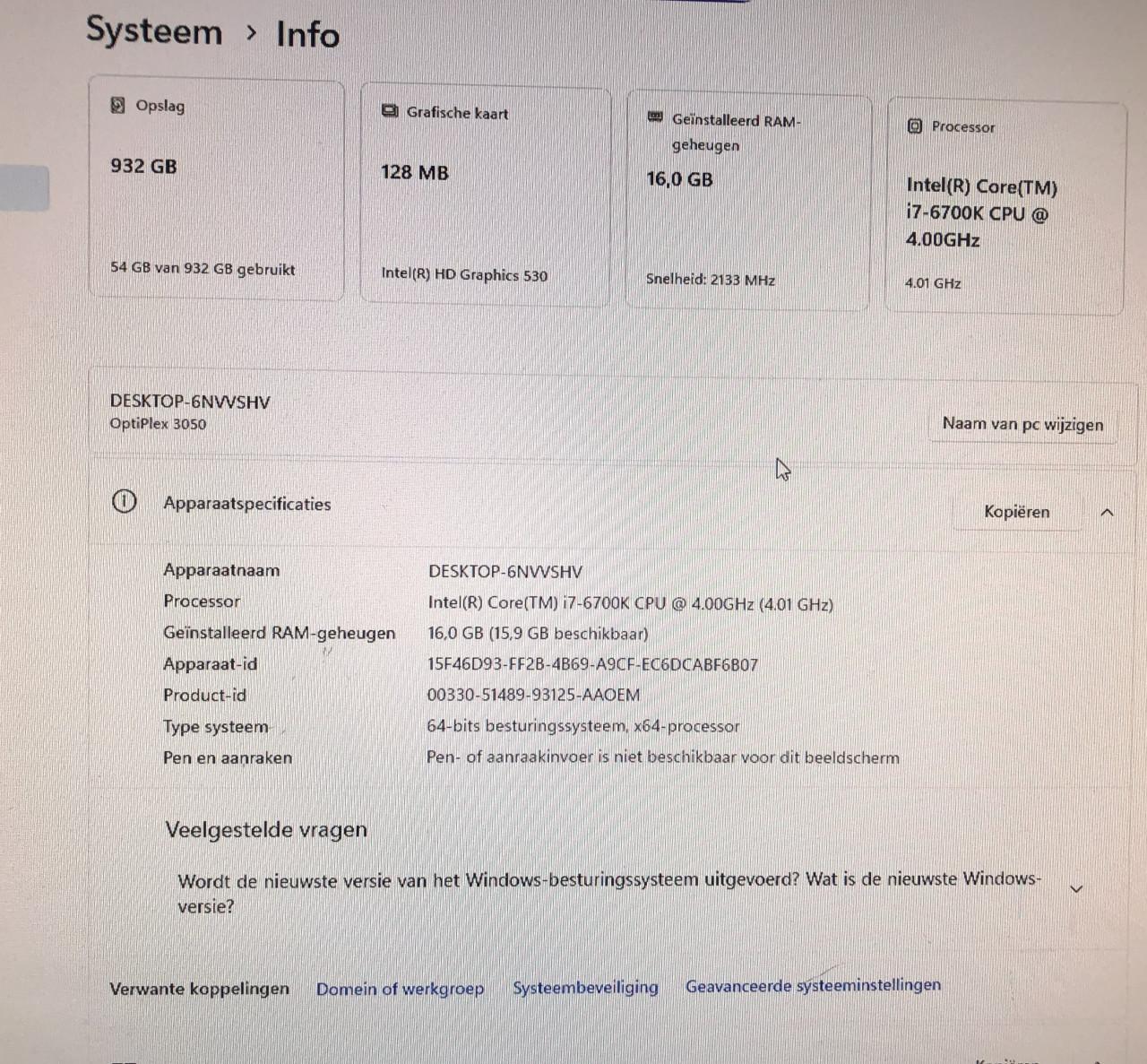 Dell Optiplex 3050/i7-6700/Ddr4 ./M2-3280 /NVMe/1Tb Win 11 Pro