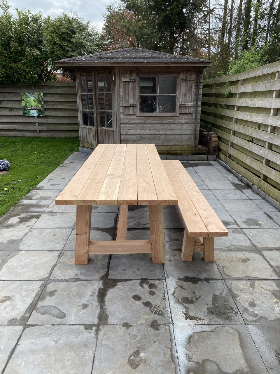 Douglas houten tuintafel & bankje