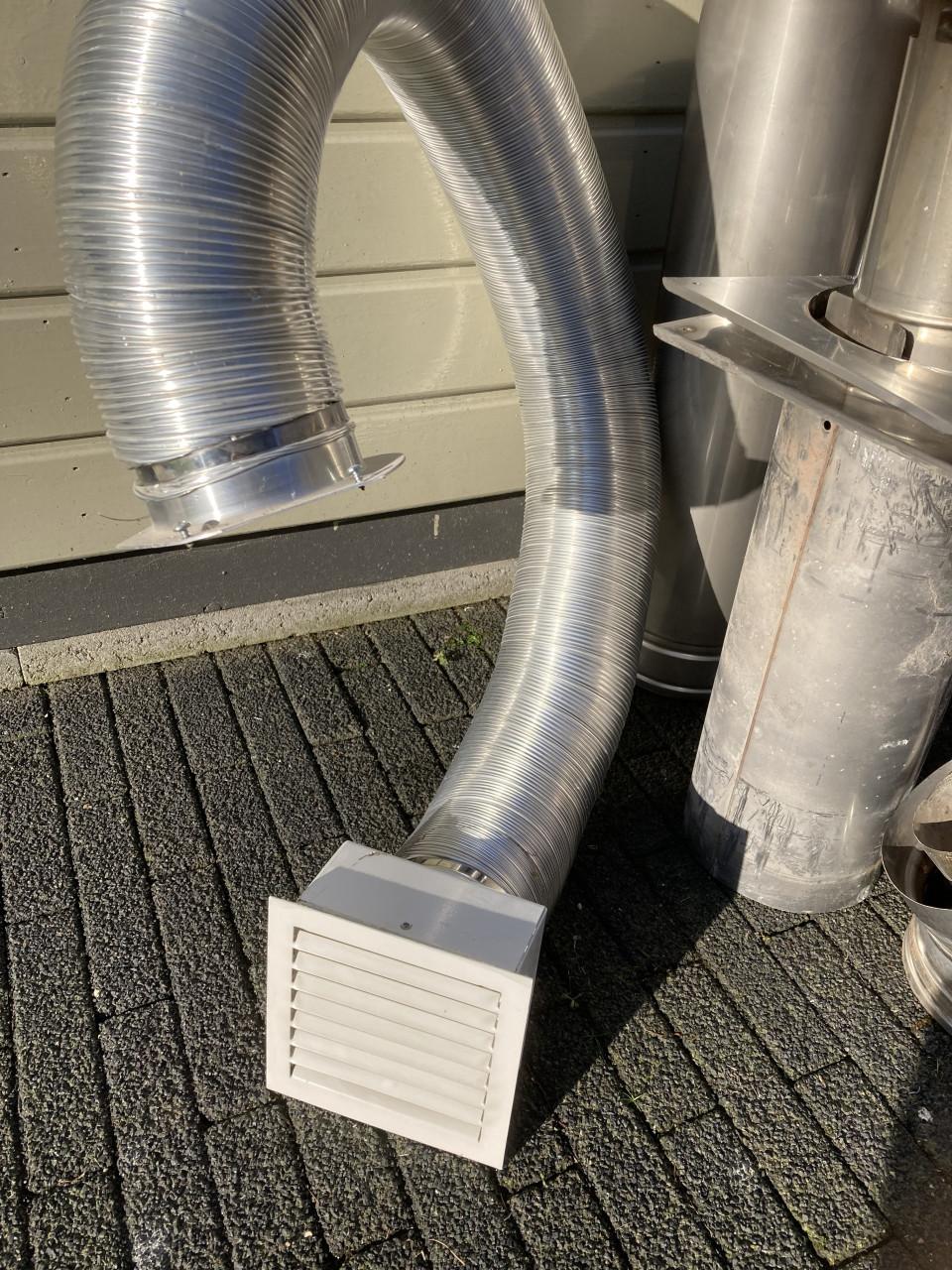 Compleet met dubbele/concentrische rvs afvoerkanalen, diameter 100/150mm