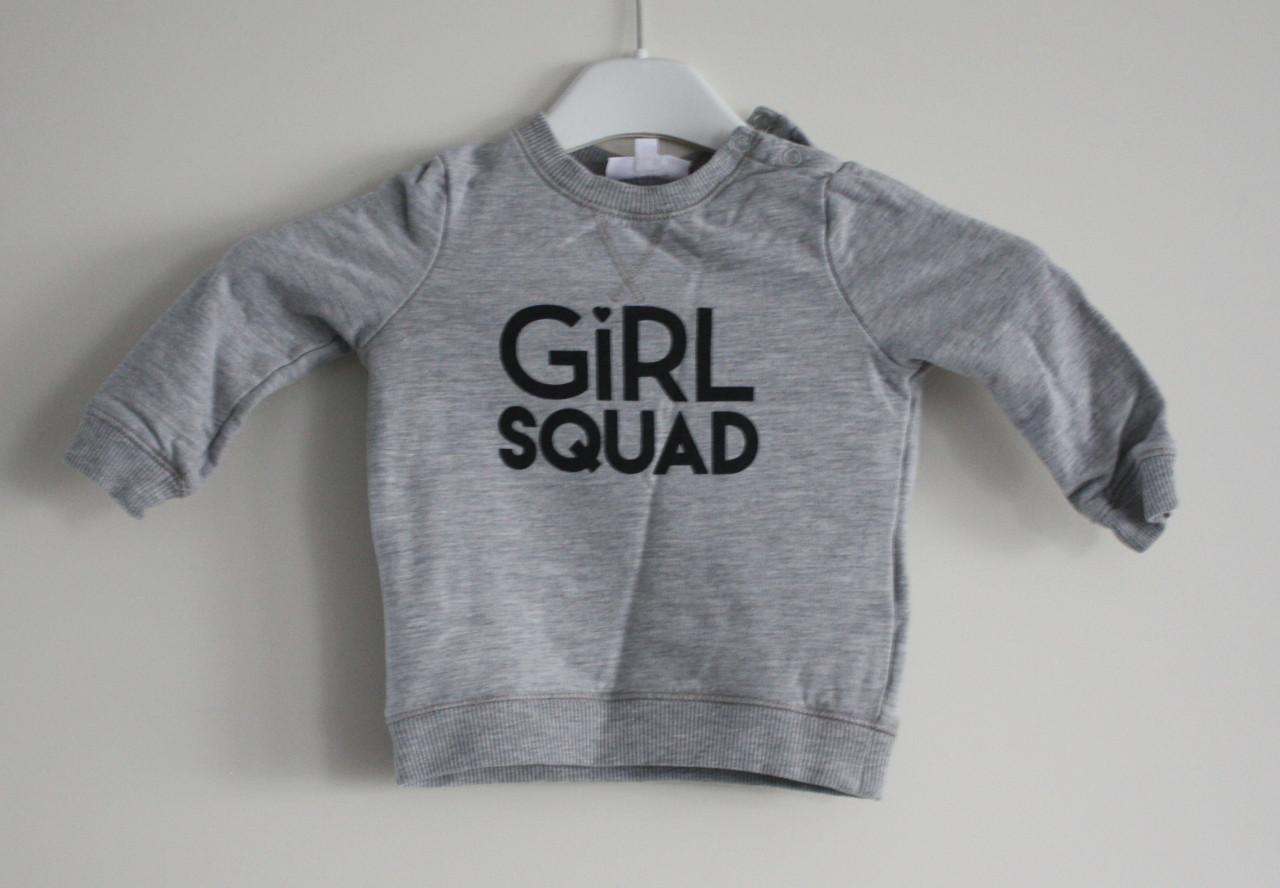 Grijze trui met tekst  maat 74