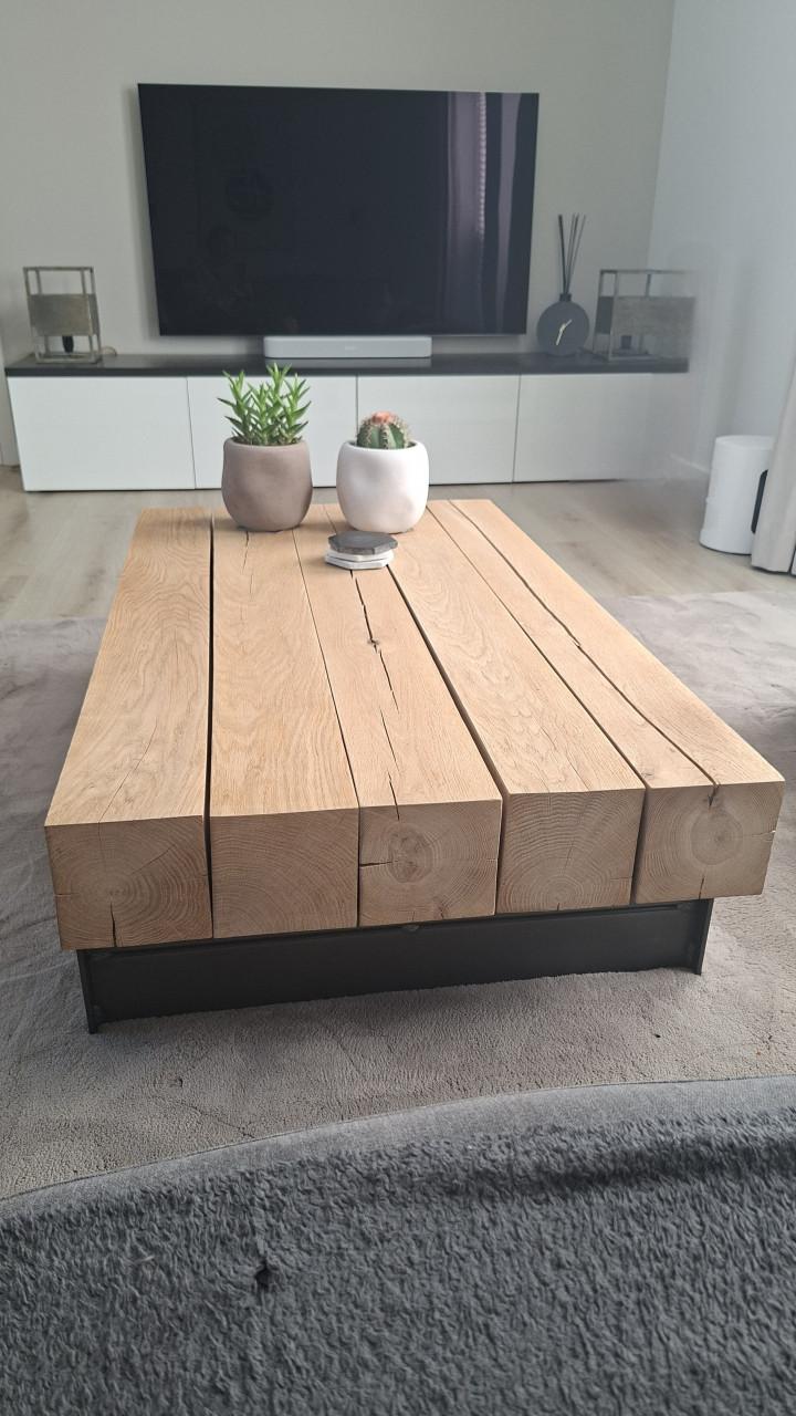 Massief eikenhouten salontafel van Table du sud