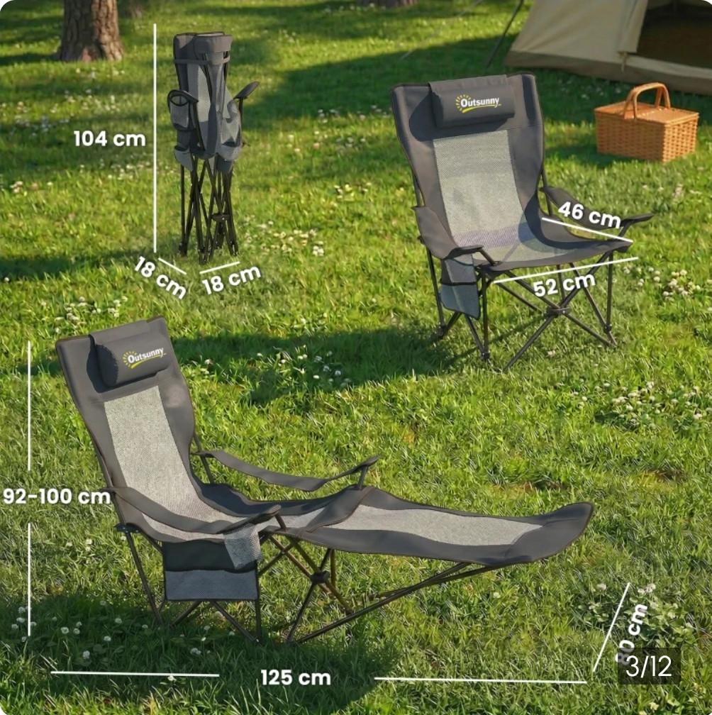 Opvouwbare campingstoelen met verstelbare rugleuning