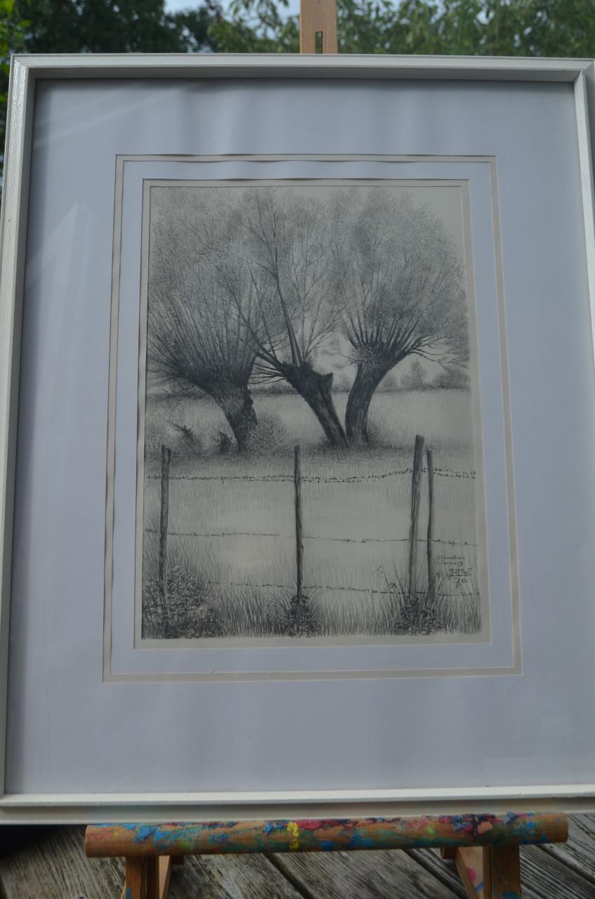 9 x Hendrik Voskuijl (1893 - 1980) potloodtek. bomen (1) o.a. Slenaken