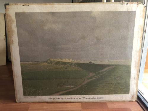 Schoolplaat "Een gezicht op Walcheren en de Westkappelse zeedijk"