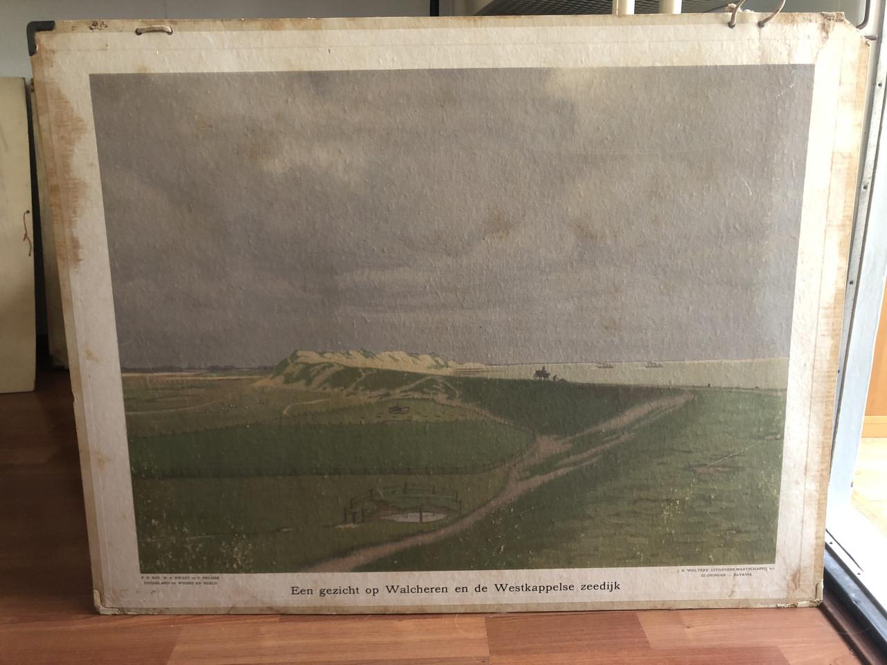 Schoolplaat "Een gezicht op Walcheren en de Westkappelse zeedijk"