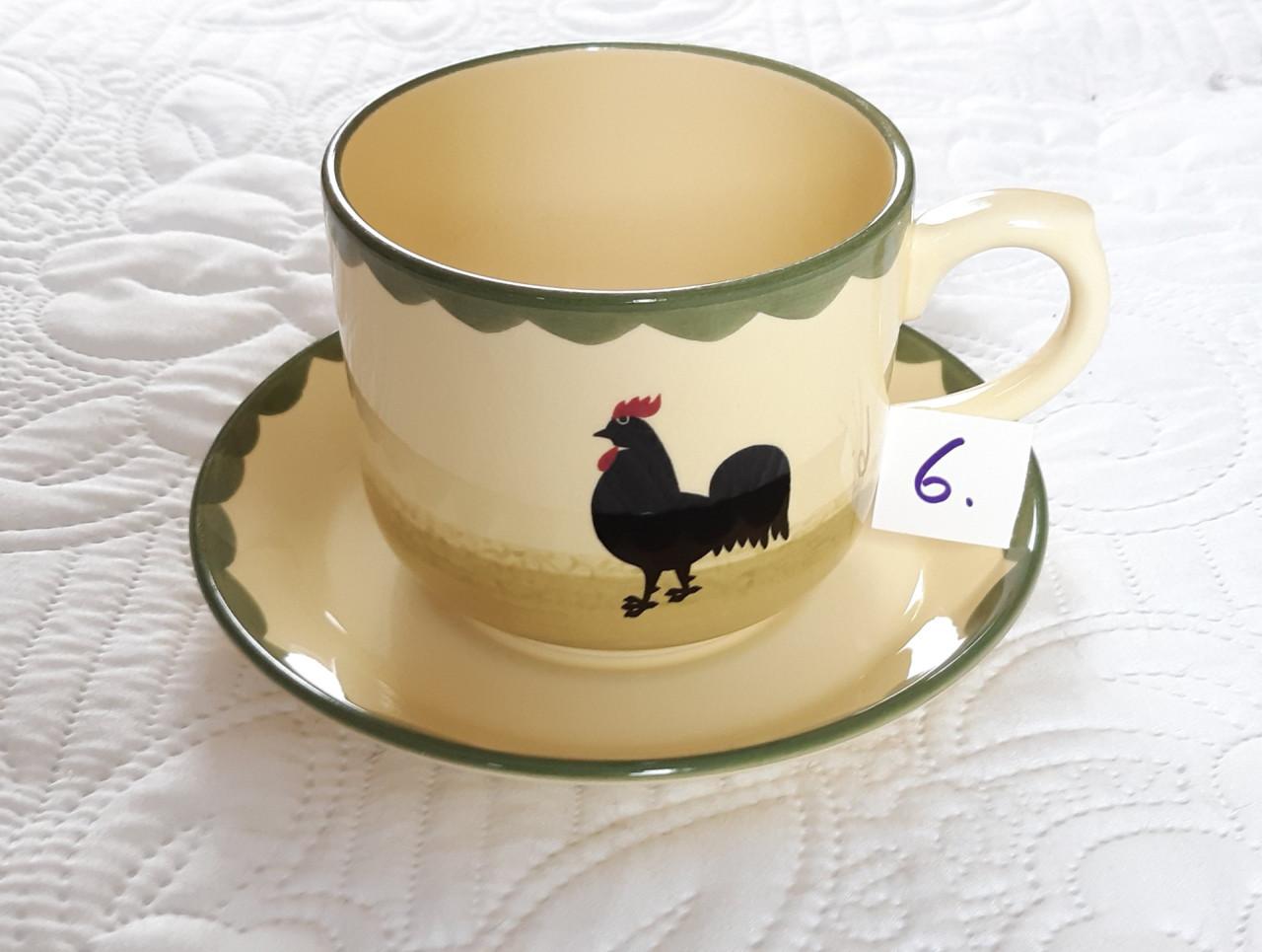 Kip en haan servies: 1 soepkop + 1 schotel