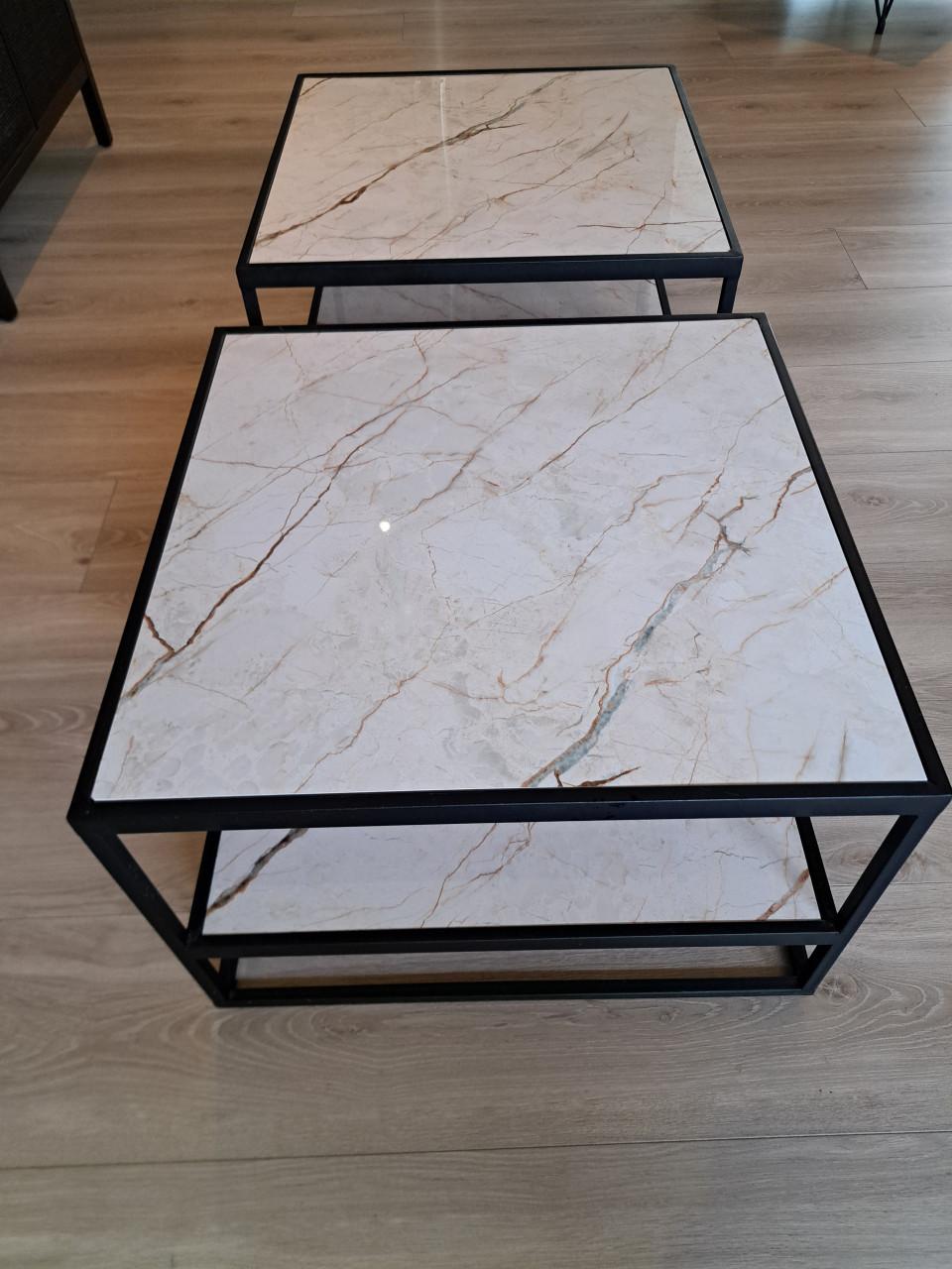 Salontafels staal met marmer