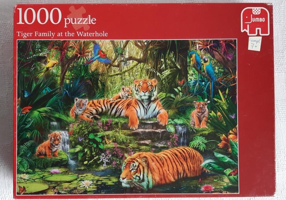 Jumbo puzzel Tiger family at the waterhole