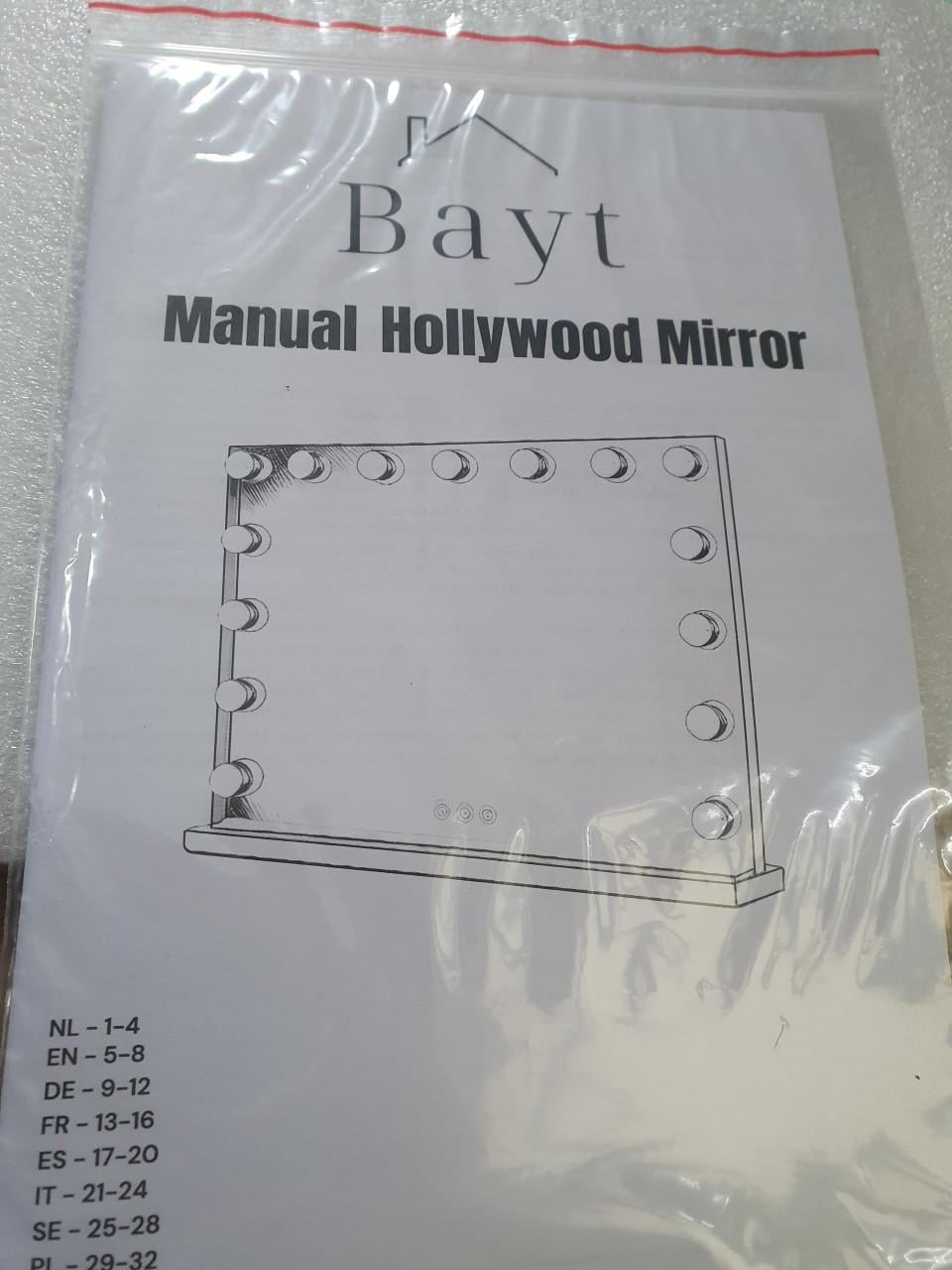 Bayt Hollywood spiegel met verlichting • make-up spiegel zwart • 58x46 cm