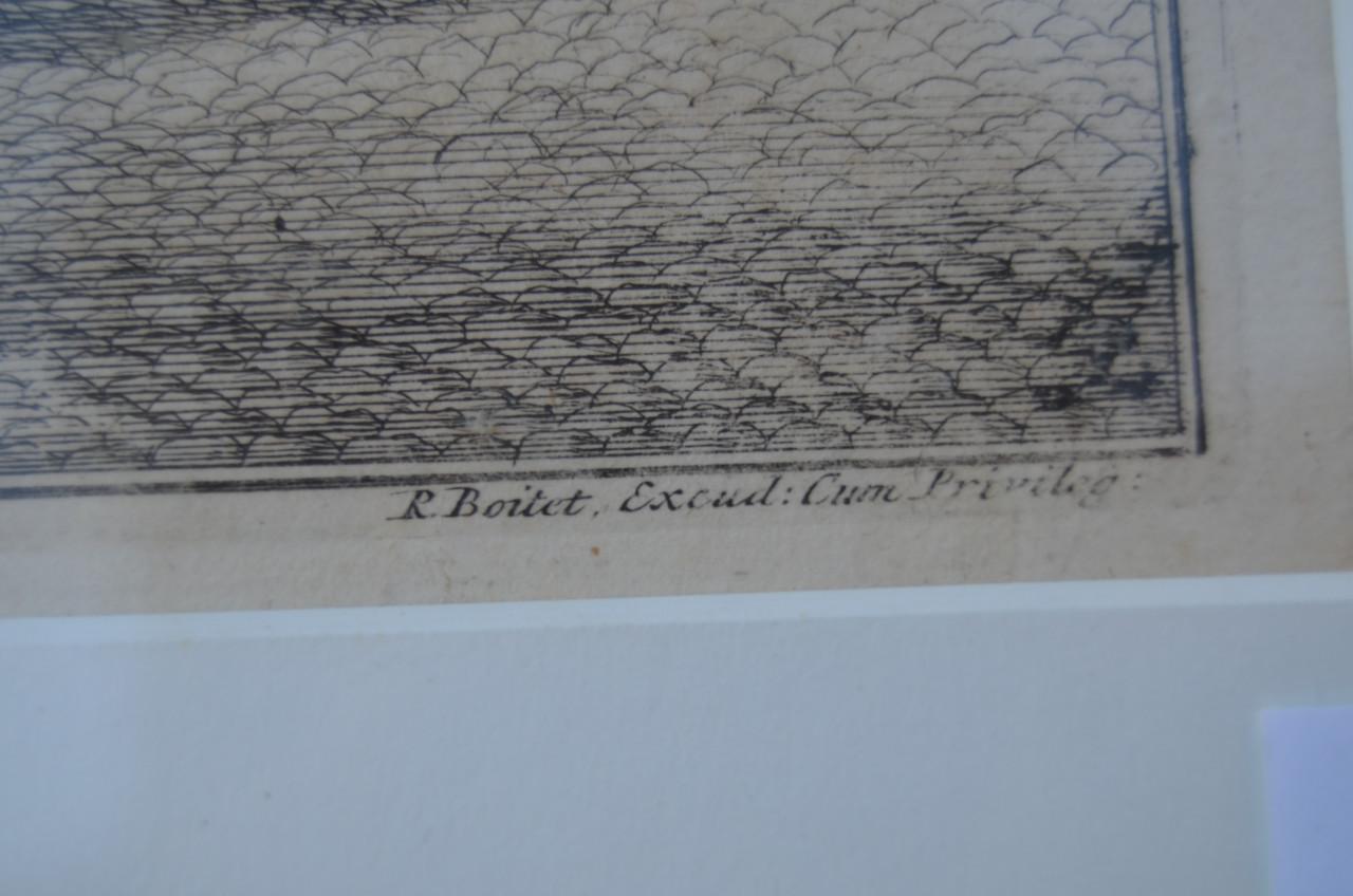 Ets/kopergravure Hofje van Hogelande Den Haag 18e eeuw