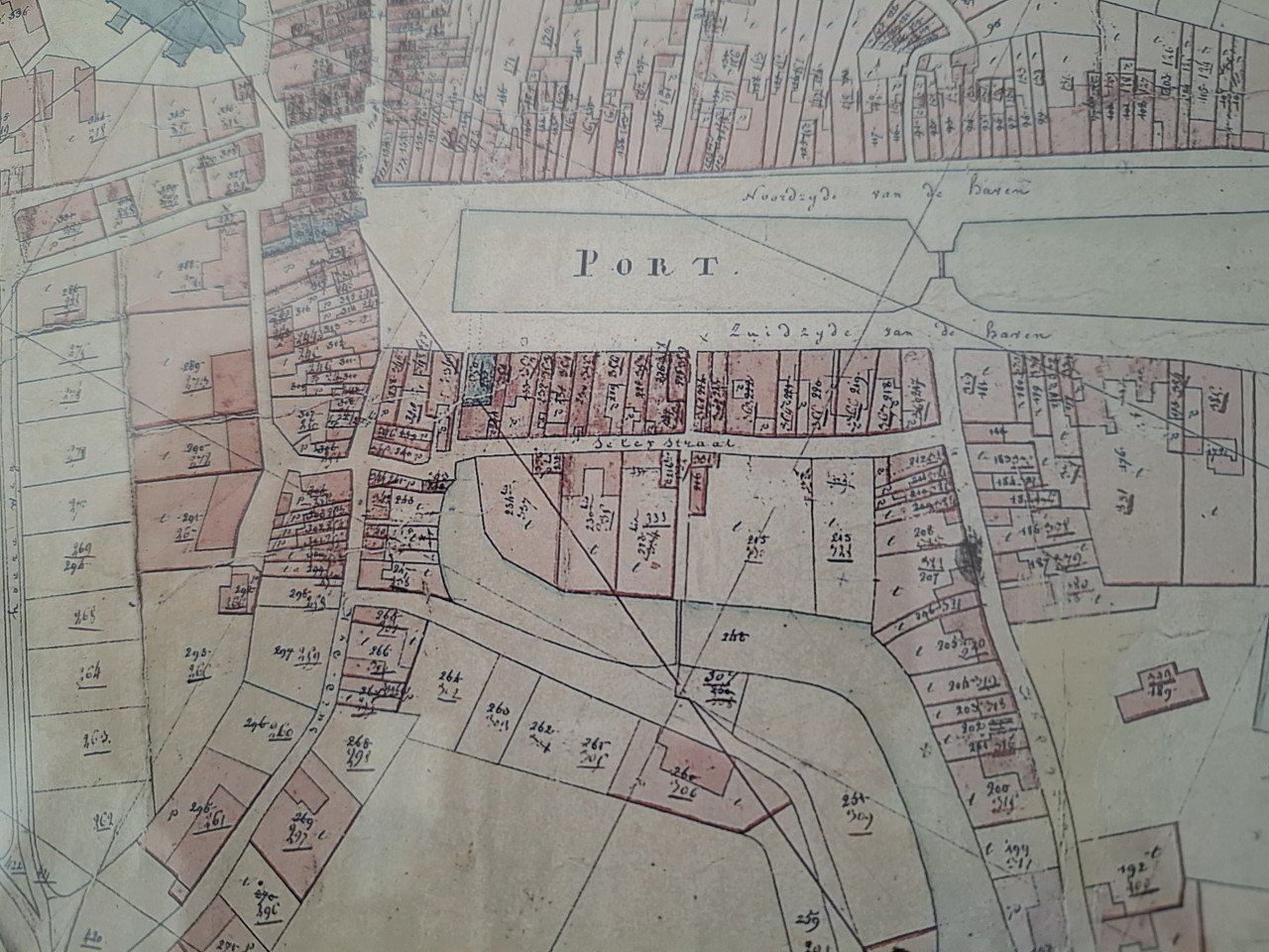 Brouwershaven Repro minuutplan Kadaster. Situatie ± 1812. Fraai ingelijst!