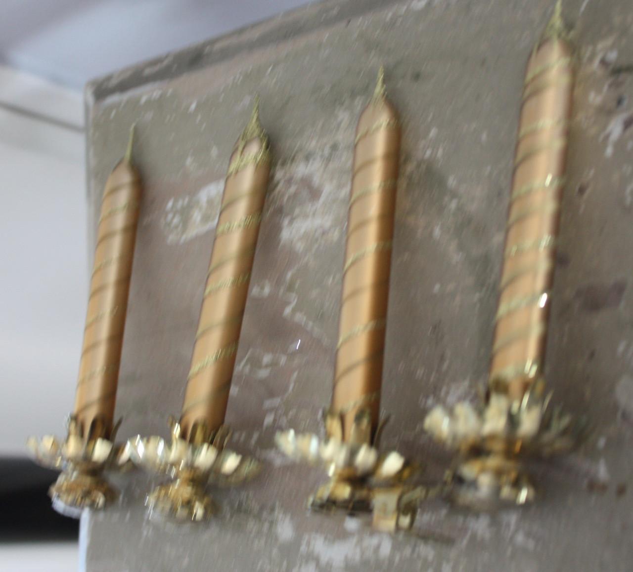 Set van 4 glazen goudkleur goude glitters kaarsen