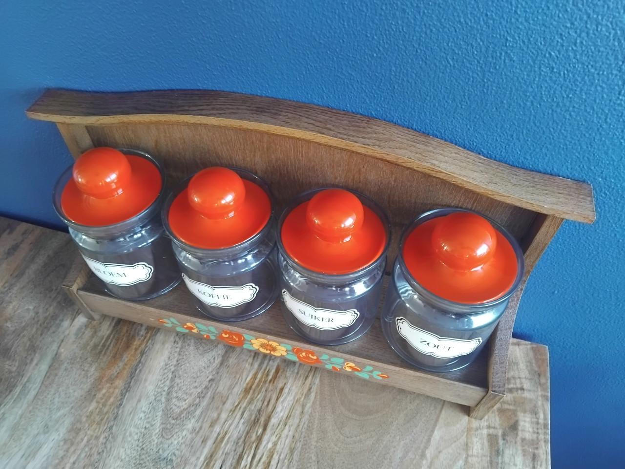 Vintage EMSA Voorraadset Wandrek + Potten