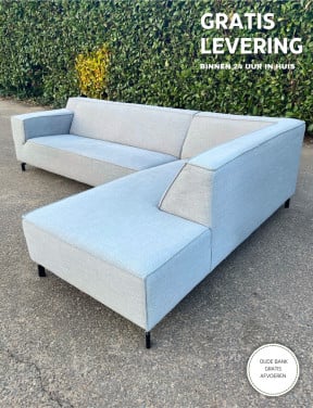 GRATIS LEVERING HEEL NL Mooi Grijs Stoffen Hoekbank
