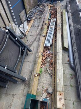 3 geimpregneerde palen 300x10x10cm +160x10x10, aanbouwschommelframe